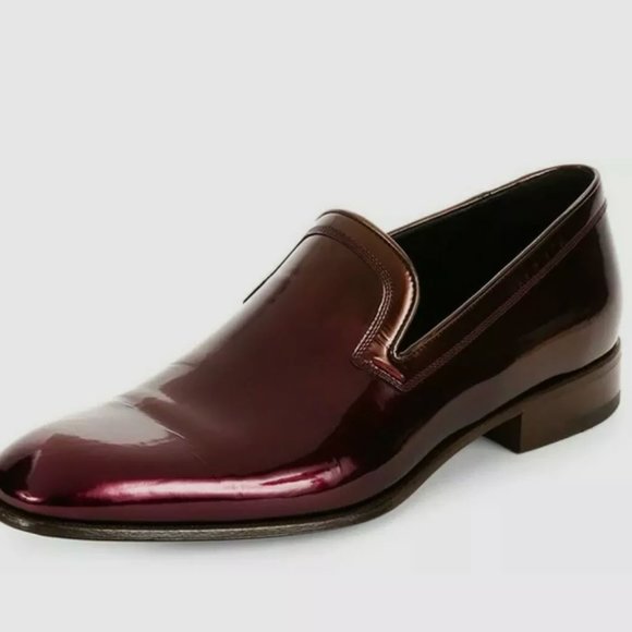 Men Ferragamo Garth Wine Patent Shoes Size 8 D US - Picture 3 of 3